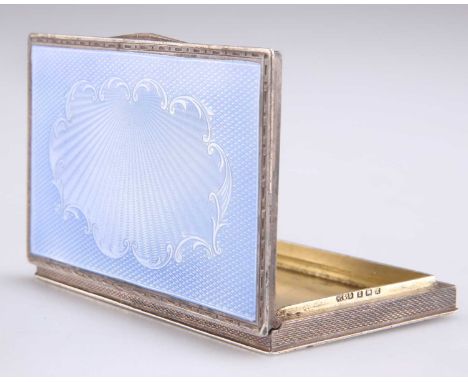 A GEORGE V SILVER AND ENAMEL CASE, by Henry Clifford Davis, Birmingham 1925, rectangular, the hinged cover decorated with pal