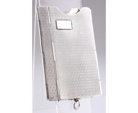 AN UNUSUAL ART DECO SILVER PATENTED SPRUNG CARD CASE, by Deakin &amp; Francis Ltd, Birmingham 1932, rectangular form with eng