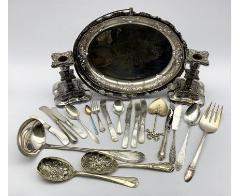 Sterling silver gilt heart shaped tea caddy spoon by R. Wallace &amp; Sons, Norwegian silver-gilt and enamel coffee spoon by 