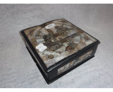 AN ORIENTAL JEWELLERY BOX, inlaid with mother-of-pearl