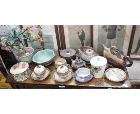 A COLLECTION OF ORIENTAL CERAMICS and a jade tree