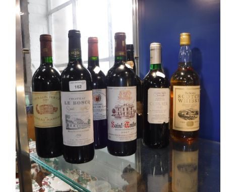 SEVEN BOTTLES OF WINE including a bottle of 2007 St Emilion and a bottle of 'The Society's Scotch Whisky'