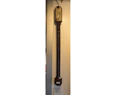 A MAHOGANY STICK BAROMETER inscribed 'I Blatt Brighton'