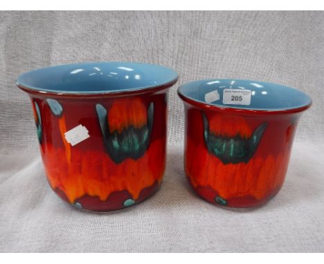 TWO POOLE POTTERY JARDINIERES from 'Living Glaze' range