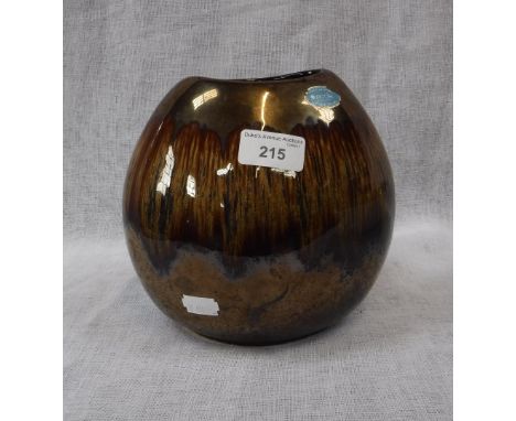 A POOLE POTTERY VASE with brown and iridescent glazes 