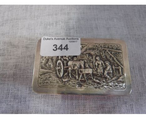 A CONTINENTAL 'SILVER' SNUFF BOX with repousse decoration