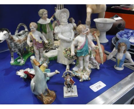 A SELECTION OF CERAMIC FIGURES including Dresden style figures and others