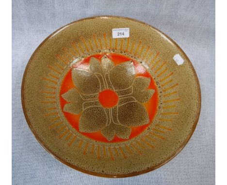 A POOLE POTTERY AGEAN BOWL with yellow and brown floral decoration