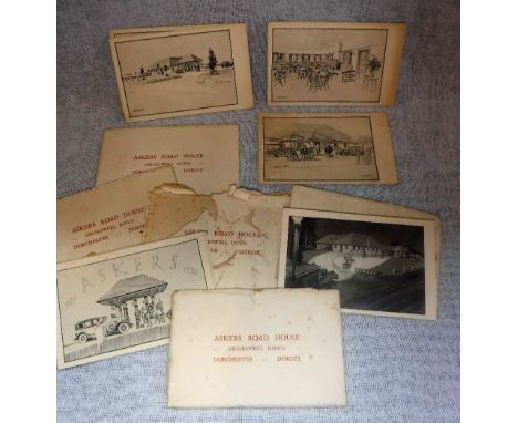 A COLLECTION OF SETS OF POSTCARDS  of Askers Roadhouse, Askerswell Down, Dorset, circa 1930 and a Dresden study of a couple i