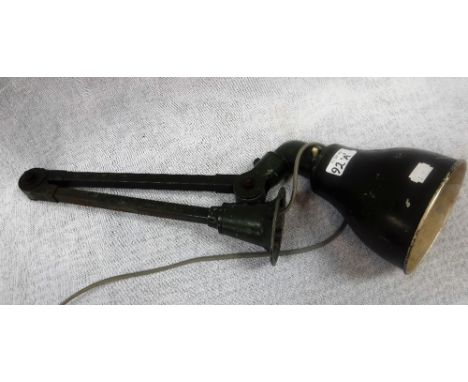 A MID-20TH CENTURY 'INVISIFLEX' ENGINEERS INDUSTRIAL ADJUSTABLE LAMP, painted green