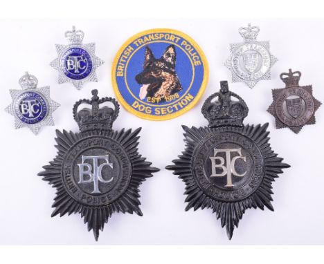British Transport Commission Police Badges, Kings crown, black star helmet plate chrome BTC centre, Queens  crown  black star