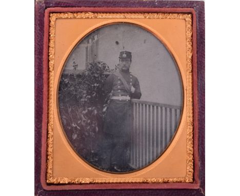 Victorian Tower Hamlets Militia (Queens Own Light Infantry) Officers Daguerreotype Photograph, showing the officer in frock c