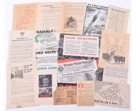 15x WW2 Aerial Propaganda Leaflets, consisting of examples produced by the Allies and the German forces. Including “Why Die f