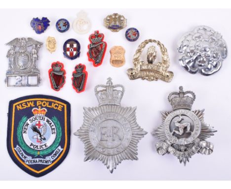 Isle of Man Police Queens Crown Helmet Plate, chrome two part badge (missing rear lug fixings) Metropolitan police EIIR QC ch