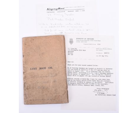 Great War Pilots Flying Log Book and Folder of Research Relating to British WWI Pilot 944 Lieutenant Thomas T C G Bird, Royal