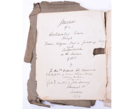 Important Original Handwritten and Illustrated  Journal of a Continental Tour Through France, Belgium, Prussia, Germany and S