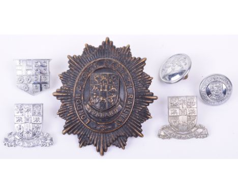 London & North Eastern Railway Police Helmet Badge, black star, complete with two lug fittings on the reverse, two collar dog
