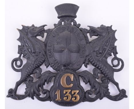 City of London ‘C' Division Police Helmet Plate with brass C and number 133 to the lower section. C division was at Bishops G