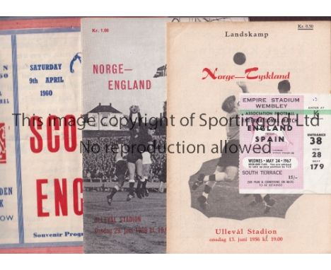 ENGLAND    Three England away programmes v Scotland 1960 (Pirate), Norway 1966 and Israel 1986 plus Sport-Schau magazine revi