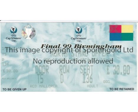 E.C.W.C FINAL TICKET     Unused ticket, Lazio v Real Mallorca, played at Villa Park 19 May 1999. The last ever ECWC Final.   