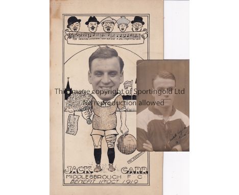 JACK CARR / MIDDLESBROUGH     Carr played for 'Boro 1910-1929. An 11" X 7" artwork on board for the Jack Carr Benefit 11/10/1
