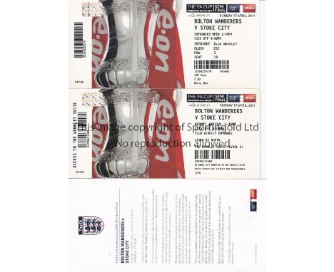 FA CUP SEMI-FINAL 2011     Royal Box ticket and itinerary for Bolton Wanderers v Stoke City 17/4/2011.   Good