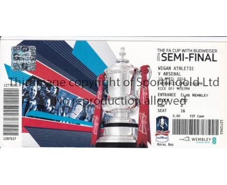FA CUP SEMI-FINAL 2014     Royal Box ticket and itinerary for Arsenal v Wigan Athletic 12/4/2014.   Good