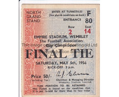 1956 F A CUP FINAL TICKET    F A Cup Final between Manchester City and Birmingham played on 5th May 1956 at Wembley – North G