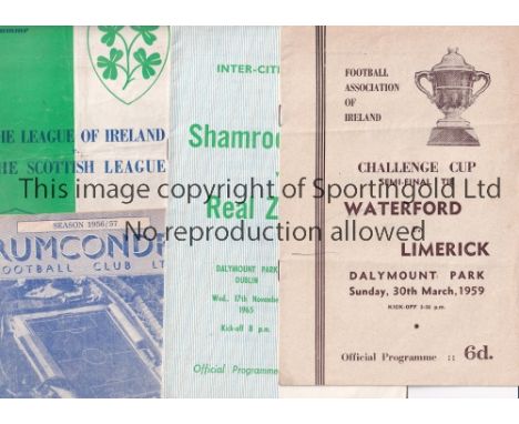 IRISH  LEAGUE AND  IRISH CLUBS      Nineteen programmes in varying condition including :- Drumcondra v Sligo R. 06/01/1957, G