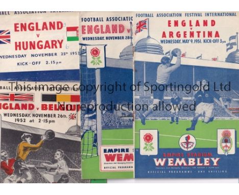 ENGLAND     A collection of 33 England programmes 1951-1967 at full International level, Under 23 level and Schoolboy. Includ