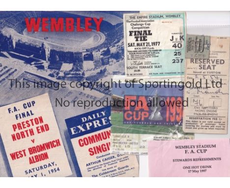 FA CUP FINALS     Songsheet FA Cup Final 1954 Preston North End v West Bromwich Albion with rail ticket from Accrington to Lo
