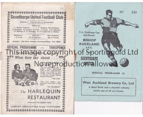 BISHOP AUCKLAND / SCUNTHORPE    Both programmes from the FA Cup 2nd Round ties between Bishop Auckland and Scunthorpe United 