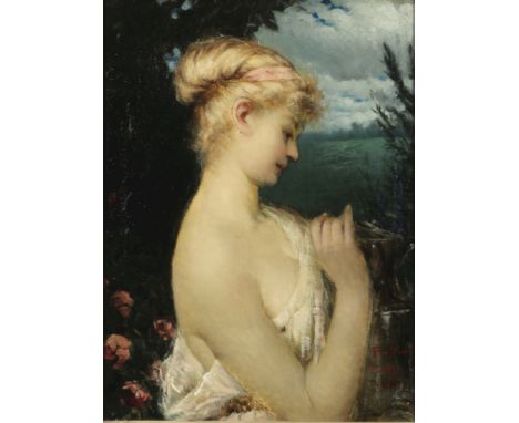 Melchior LECHTER (1865-1937) Portrait einer jungen Dame 1887,Öl/Leinwand u. rechts signiert und datiert F-Deer MLechter 4.12.