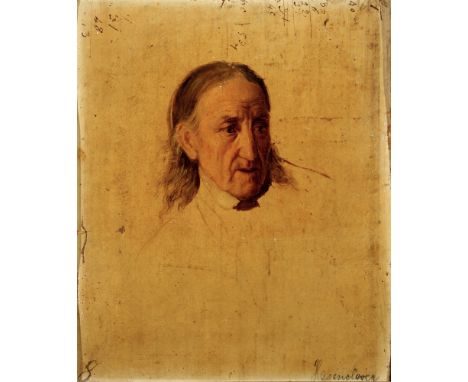 Johann Peter HASENCLEVER (1810-1853) Studie - Portrait,Öl/Leinwand (doubliert auf Platte), u. rechts signiert Hasenclever, be