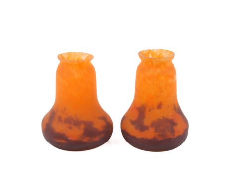A Muller Frères, Luneville pair of signed mottled glass light shades. H14cm Condition Report: Generally good condition. Both 
