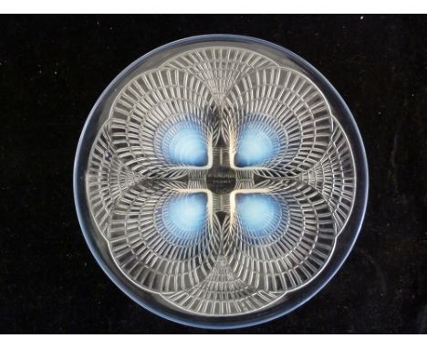 R. Lalique - Coquilles, An opalescent and clear glass plate, the underside moulded in relief with overlapping scallop shells,