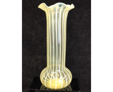 John Walsh Walsh - A straw opal chimney glass vase, of cylindrical form with frilled rim and bulbous foot, Birmingham, Englan