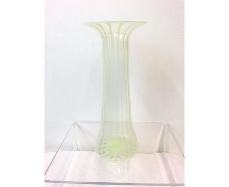 James Powell and Sons, Whitefriars - A straw opal chimney glass vase, of cylindrical form with flattened everted rim and slig