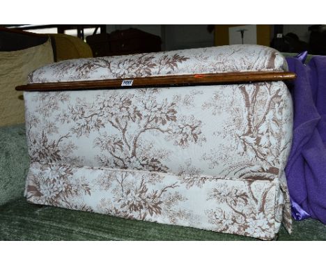 A RECENTLY UPHOLSTERED VICTORIAN BLANKET CHEST/POUFFE, and another pouffe