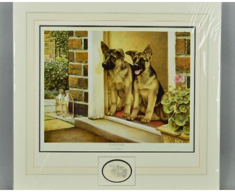 NIGEL HEMMING (BRITISH 1957), 'Home Guard', A Limited Edition Remarque Series print, 15/50, of a pair of Alsatian Dogs, with 
