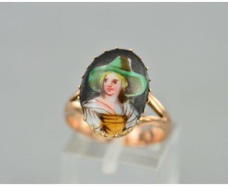 A 9CT PORTRAIT RING, ring size P, approximate weight 3.3 grams