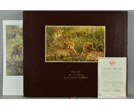 ALAN HUNT (BRITISH 1947), 'African Wilderness', An Artists Proof box set of 12 African animal prints, 19/89, to include Lions