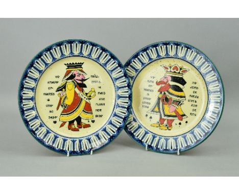 TWO ROYAL DOULTON 'JANSSON' SERIES WARE PLATES, after Augustus L.Jansson, depicting playing card characters 'Ye King of Heart