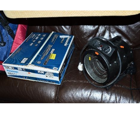 A BOXED PANASONIC DVD RECORDER, and a SIP 3kw Fireball turbo fan (2)