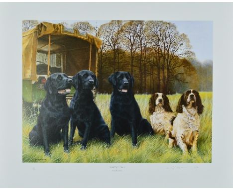 NIGEL HEMMING (BRITISH 1957), 'Great Expectations', A Limited Edition print, 184/495, of Labradors and Springer Spaniels by a