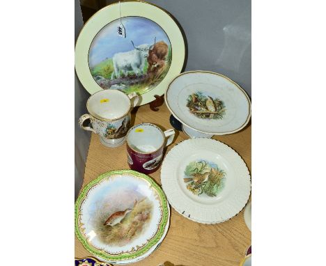 A CAULDON CIRCULAR PLATTER, hand painted with two Highland Cattle in a landscape, signed Gaskell, printed marks, diameter 31.