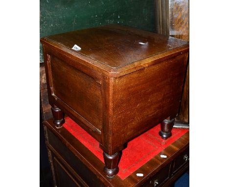 A VICTORIAN WALNUT COMMODE, with a ceramic bowl