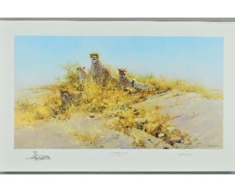 DAVID SHEPHERD (BRITISH 1931-2017), 'Cheetahs of Namibia', A Limited Edition print, 583/1000, signed and numbered in pencil, 