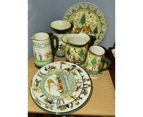 NINE PIECES ROYAL DOULTON SERIES WARE, to include two jugs, shapes concord, approximate height 19cm and Breda, approximate he