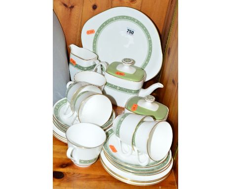 ROYAL DOULTON 'RONDELAY' TEAWARES H5004, to include cake plate, teapot, covered sugar, jug, six teacups, six saucers and six 